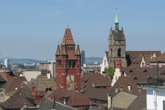 Basel Stadt, Zentrum von Oben, Vogelperspektive, Rathaus, Turm