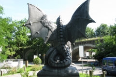 Basilisk auf dem Parkplatz der Langen Erlen.